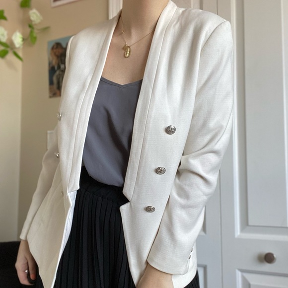 H&M White Elegant Blazer